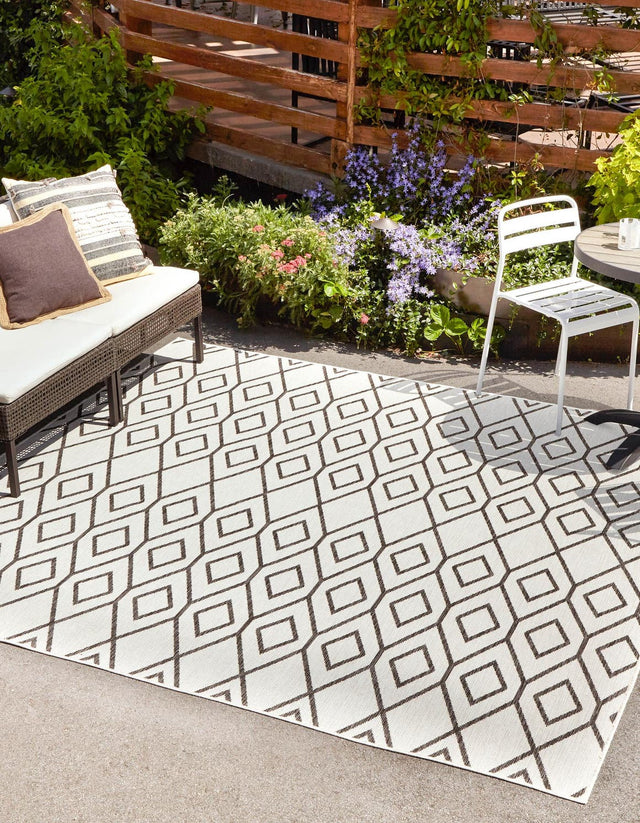 Ivory 7' 10 x 7' 10 Jill Zarin Outdoor Square Area Rug Weather Resistant for Patio, Deck, Terrace, Balcony, Porch Durable 100% Polypropylene Carpet for Outside for Sale at Rug Engine