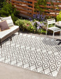 Ivory 7' 10 x 7' 10 Jill Zarin Outdoor Square Area Rug Weather Resistant for Patio, Deck, Terrace, Balcony, Porch Durable 100% Polypropylene Carpet for Outside for Sale at Rug Engine