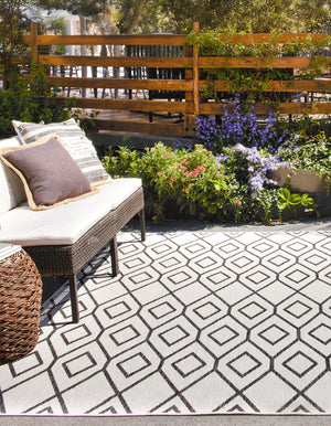 Ivory 7' 10 x 7' 10 Jill Zarin Outdoor Square Area Rug Weather Resistant for Patio, Deck, Terrace, Balcony, Porch Durable 100% Polypropylene Carpet for Outside for Sale at Rug Engine