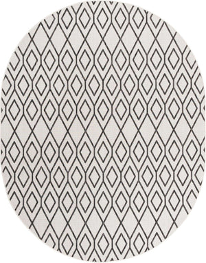 Ivory 7' 10 x 10' Jill Zarin Outdoor Oval Area Rug Weather Resistant for Patio, Deck, Terrace, Balcony, Porch Durable 100% Polypropylene Carpet for Outside for Sale at Rug Engine
