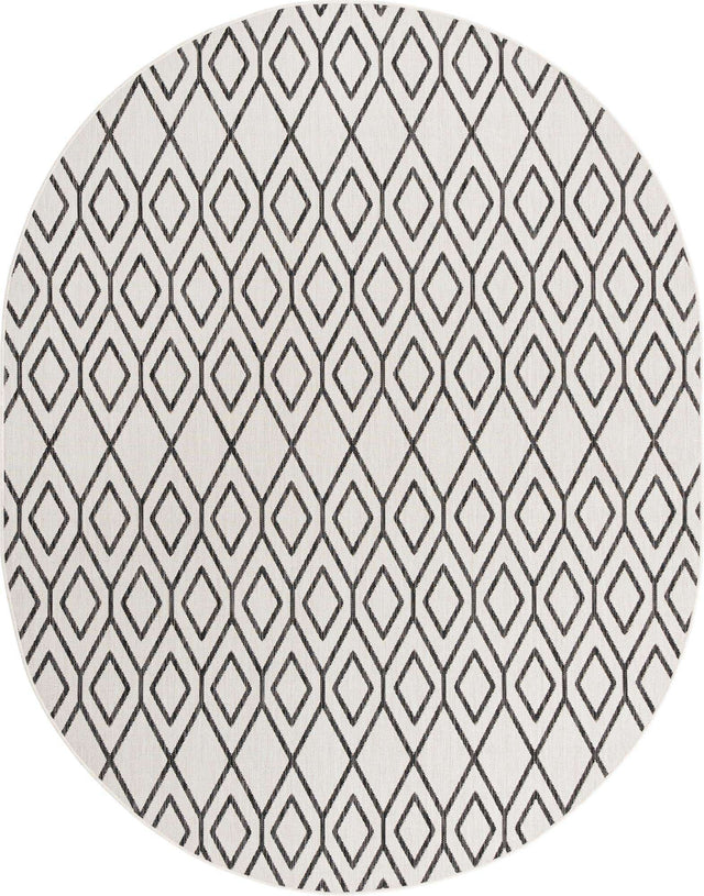Ivory 7' 10 x 10' Jill Zarin Outdoor Oval Area Rug Weather Resistant for Patio, Deck, Terrace, Balcony, Porch Durable 100% Polypropylene Carpet for Outside for Sale at Rug Engine