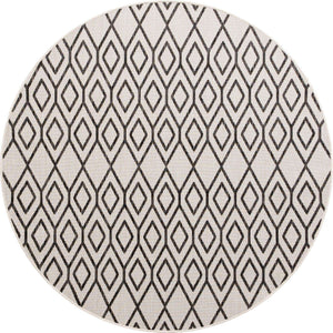 Ivory 6' 7 x 6' 7 Jill Zarin Outdoor Round Area Rug Weather Resistant for Patio, Deck, Terrace, Balcony, Porch Durable 100% Polypropylene Carpet for Outside for Sale at Rug Engine
