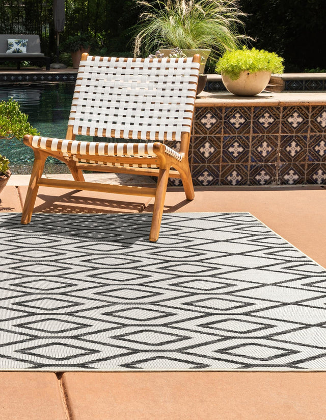 Ivory 5' 3 x 8' Jill Zarin Outdoor Rectangle Area Rug Weather Resistant for Patio, Deck, Terrace, Balcony, Porch Durable 100% Polypropylene Carpet for Outside for Sale at Rug Engine