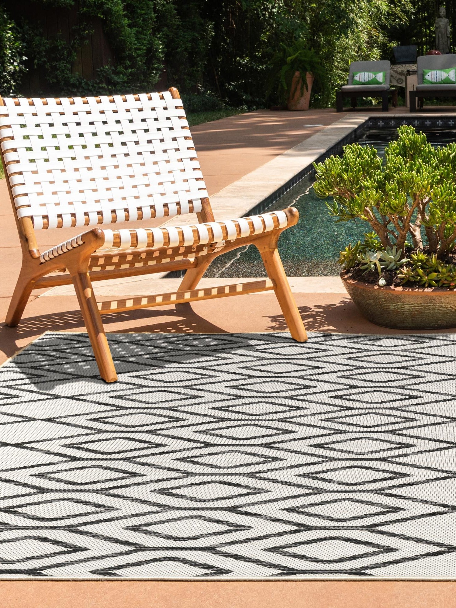 Ivory 9' x 12' Jill Zarin Outdoor Rectangle Area Rug Weather Resistant for Patio, Deck, Terrace, Balcony, Porch Durable 100% Polypropylene Carpet for Outside for Sale at Rug Engine