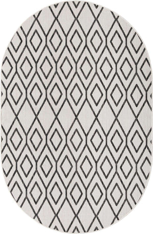 Ivory 5' 3 x 8' Jill Zarin Outdoor Oval Area Rug Weather Resistant for Patio, Deck, Terrace, Balcony, Porch Durable 100% Polypropylene Carpet for Outside for Sale at Rug Engine