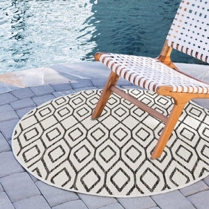 Ivory 4' 1 x 4' 1 Jill Zarin Outdoor Round Area Rug Weather Resistant for Patio, Deck, Terrace, Balcony, Porch Durable 100% Polypropylene Carpet for Outside for Sale at Rug Engine