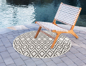 Ivory 6' 7 x 6' 7 Jill Zarin Outdoor Round Area Rug Weather Resistant for Patio, Deck, Terrace, Balcony, Porch Durable 100% Polypropylene Carpet for Outside for Sale at Rug Engine