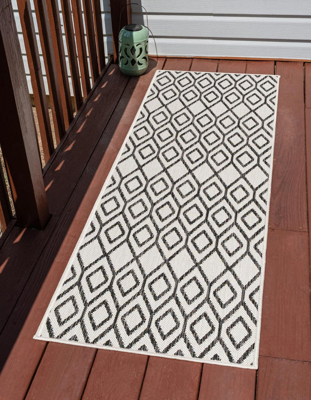 Ivory 2' x 6' 1 Jill Zarin Outdoor Runner Area Rug Weather Resistant for Patio, Deck, Terrace, Balcony, Porch Durable 100% Polypropylene Carpet for Outside for Sale at Rug Engine