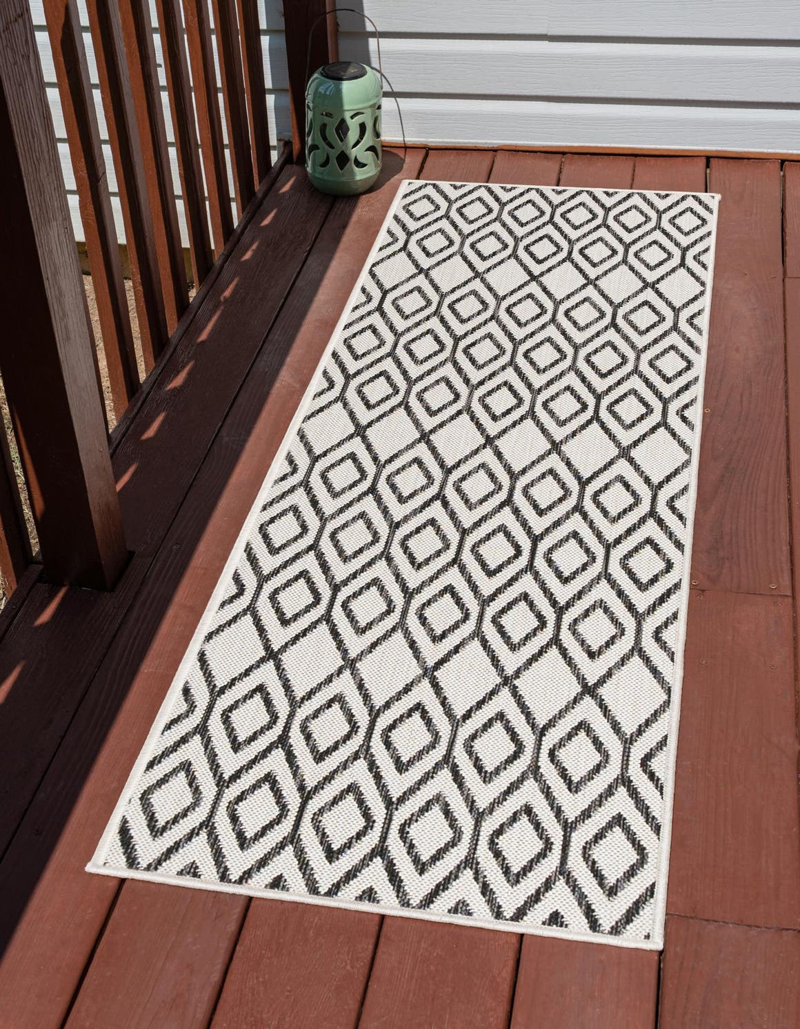 Ivory 2' x 8' Jill Zarin Outdoor Runner Area Rug Weather Resistant for Patio, Deck, Terrace, Balcony, Porch Durable 100% Polypropylene Carpet for Outside for Sale at Rug Engine