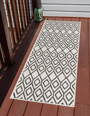 Ivory 2' x 8' Jill Zarin Outdoor Runner Area Rug Weather Resistant for Patio, Deck, Terrace, Balcony, Porch Durable 100% Polypropylene Carpet for Outside for Sale at Rug Engine