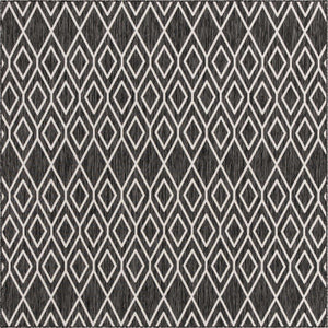 Charcoal Gray 7' 10 x 7' 10 Jill Zarin Outdoor Square Area Rug Weather Resistant for Patio, Deck, Terrace, Balcony, Porch Durable 100% Polypropylene Carpet for Outside for Sale at Rug Engine