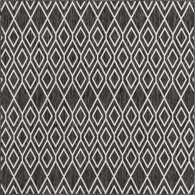 Charcoal Gray 7' 10 x 7' 10 Jill Zarin Outdoor Square Area Rug Weather Resistant for Patio, Deck, Terrace, Balcony, Porch Durable 100% Polypropylene Carpet for Outside for Sale at Rug Engine