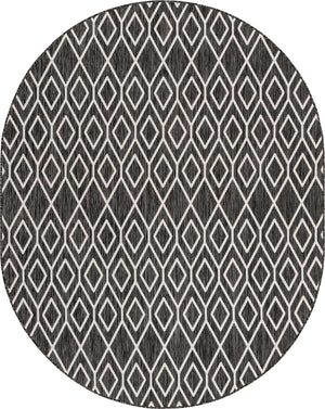 Charcoal Gray 7' 10 x 10' Jill Zarin Outdoor Oval Area Rug Weather Resistant for Patio, Deck, Terrace, Balcony, Porch Durable 100% Polypropylene Carpet for Outside for Sale at Rug Engine