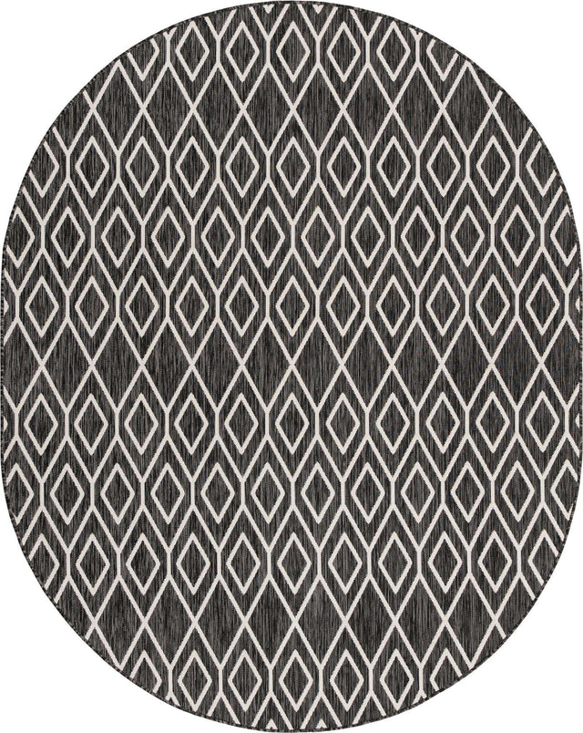 Charcoal Gray 7' 10 x 10' Jill Zarin Outdoor Oval Area Rug Weather Resistant for Patio, Deck, Terrace, Balcony, Porch Durable 100% Polypropylene Carpet for Outside for Sale at Rug Engine