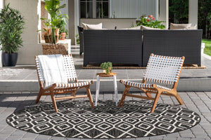 Charcoal Gray 4' 1 x 4' 1 Jill Zarin Outdoor Round Area Rug Weather Resistant for Patio, Deck, Terrace, Balcony, Porch Durable 100% Polypropylene Carpet for Outside for Sale at Rug Engine