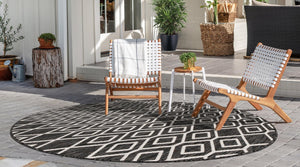 Charcoal Gray 4' 1 x 4' 1 Jill Zarin Outdoor Round Area Rug Weather Resistant for Patio, Deck, Terrace, Balcony, Porch Durable 100% Polypropylene Carpet for Outside for Sale at Rug Engine