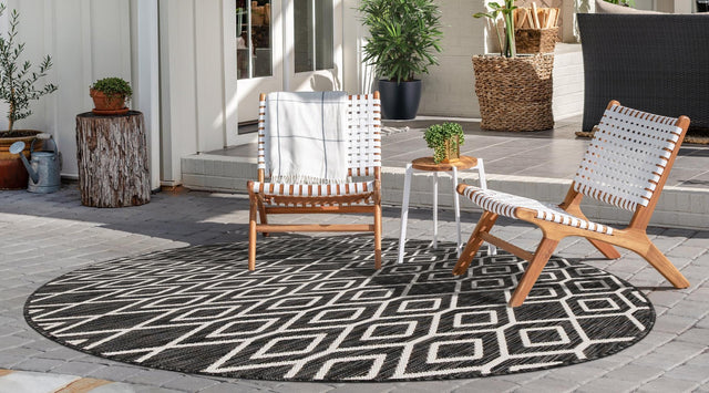 Charcoal Gray 4' 1 x 4' 1 Jill Zarin Outdoor Round Area Rug Weather Resistant for Patio, Deck, Terrace, Balcony, Porch Durable 100% Polypropylene Carpet for Outside for Sale at Rug Engine