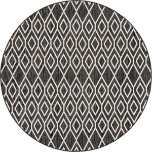Charcoal Gray 6' 7 x 6' 7 Jill Zarin Outdoor Round Area Rug Weather Resistant for Patio, Deck, Terrace, Balcony, Porch Durable 100% Polypropylene Carpet for Outside for Sale at Rug Engine