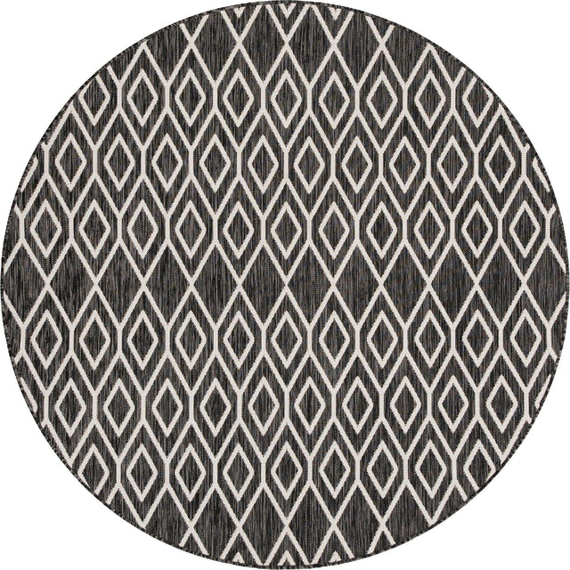 Charcoal Gray 6' 7 x 6' 7 Jill Zarin Outdoor Round Area Rug Weather Resistant for Patio, Deck, Terrace, Balcony, Porch Durable 100% Polypropylene Carpet for Outside for Sale at Rug Engine