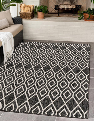 Charcoal Gray 7' 10 x 10' Jill Zarin Outdoor Rectangle Area Rug Weather Resistant for Patio, Deck, Terrace, Balcony, Porch Durable 100% Polypropylene Carpet for Outside for Sale at Rug Engine