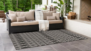 Charcoal Gray 4' 1 x 6' 1 Jill Zarin Outdoor Rectangle Area Rug Weather Resistant for Patio, Deck, Terrace, Balcony, Porch Durable 100% Polypropylene Carpet for Outside for Sale at Rug Engine