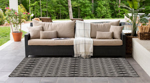 Charcoal Gray 6' 1 x 9' Jill Zarin Outdoor Rectangle Area Rug Weather Resistant for Patio, Deck, Terrace, Balcony, Porch Durable 100% Polypropylene Carpet for Outside for Sale at Rug Engine
