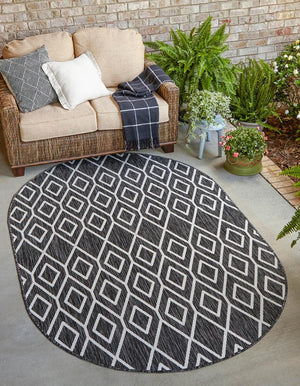 Charcoal Gray 7' 10 x 10' Jill Zarin Outdoor Oval Area Rug Weather Resistant for Patio, Deck, Terrace, Balcony, Porch Durable 100% Polypropylene Carpet for Outside for Sale at Rug Engine