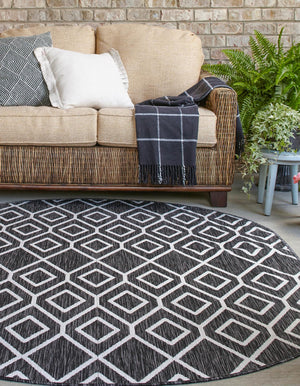 Charcoal Gray 7' 10 x 10' Jill Zarin Outdoor Oval Area Rug Weather Resistant for Patio, Deck, Terrace, Balcony, Porch Durable 100% Polypropylene Carpet for Outside for Sale at Rug Engine