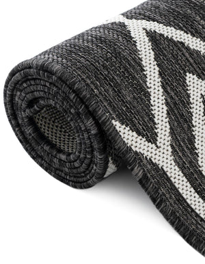 Charcoal Gray 5' 3 x 8' Jill Zarin Outdoor Oval Area Rug Weather Resistant for Patio, Deck, Terrace, Balcony, Porch Durable 100% Polypropylene Carpet for Outside for Sale at Rug Engine