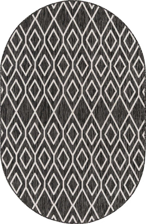 Charcoal Gray 5' 3 x 8' Jill Zarin Outdoor Oval Area Rug Weather Resistant for Patio, Deck, Terrace, Balcony, Porch Durable 100% Polypropylene Carpet for Outside for Sale at Rug Engine