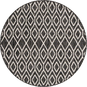 Charcoal Gray 4' 1 x 4' 1 Jill Zarin Outdoor Round Area Rug Weather Resistant for Patio, Deck, Terrace, Balcony, Porch Durable 100% Polypropylene Carpet for Outside for Sale at Rug Engine