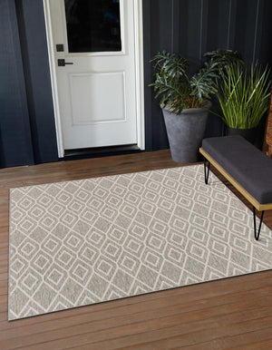 Gray Cream 7' 10 x 7' 10 Jill Zarin Outdoor Square Area Rug Weather Resistant for Patio, Deck, Terrace, Balcony, Porch Durable 100% Polypropylene Carpet for Outside for Sale at Rug Engine