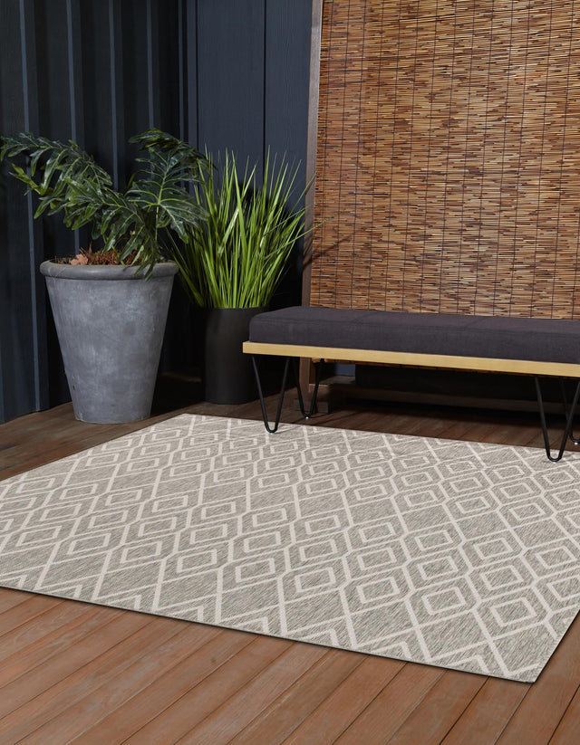 Gray Cream 7' 10 x 7' 10 Jill Zarin Outdoor Square Area Rug Weather Resistant for Patio, Deck, Terrace, Balcony, Porch Durable 100% Polypropylene Carpet for Outside for Sale at Rug Engine