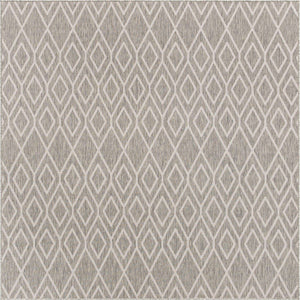 Gray Cream 7' 10 x 7' 10 Jill Zarin Outdoor Square Area Rug Weather Resistant for Patio, Deck, Terrace, Balcony, Porch Durable 100% Polypropylene Carpet for Outside for Sale at Rug Engine