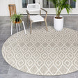 Gray Cream 7' 1 x 7' 1 Jill Zarin Outdoor Round Area Rug Weather Resistant for Patio, Deck, Terrace, Balcony, Porch Durable 100% Polypropylene Carpet for Outside for Sale at Rug Engine