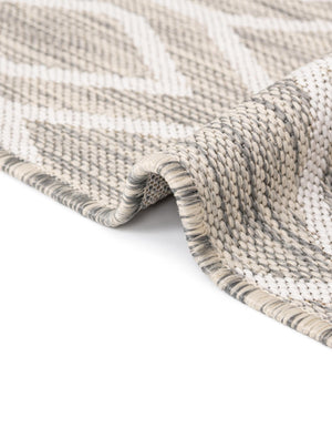 Gray Cream 7' 1 x 7' 1 Jill Zarin Outdoor Round Area Rug Weather Resistant for Patio, Deck, Terrace, Balcony, Porch Durable 100% Polypropylene Carpet for Outside for Sale at Rug Engine