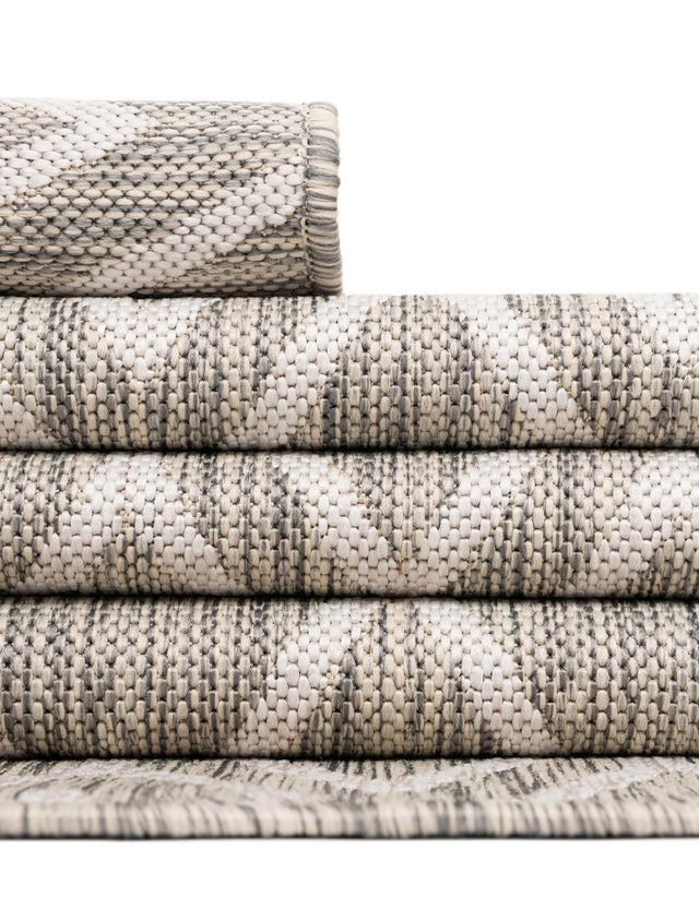 Gray Cream 7' 1 x 10' Jill Zarin Outdoor Rectangle Area Rug Weather Resistant for Patio, Deck, Terrace, Balcony, Porch Durable 100% Polypropylene Carpet for Outside for Sale at Rug Engine