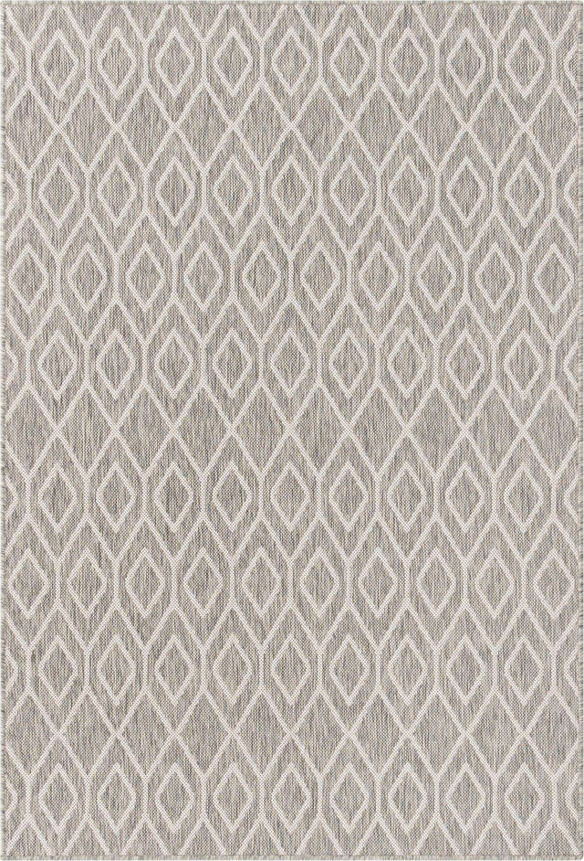 Gray Cream 4' 1 x 6' 1 Jill Zarin Outdoor Rectangle Area Rug Weather Resistant for Patio, Deck, Terrace, Balcony, Porch Durable 100% Polypropylene Carpet for Outside for Sale at Rug Engine