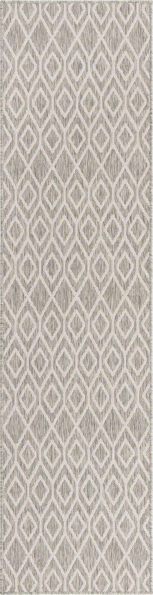 Gray Cream 2' x 8' Jill Zarin Outdoor Runner Area Rug Weather Resistant for Patio, Deck, Terrace, Balcony, Porch Durable 100% Polypropylene Carpet for Outside for Sale at Rug Engine