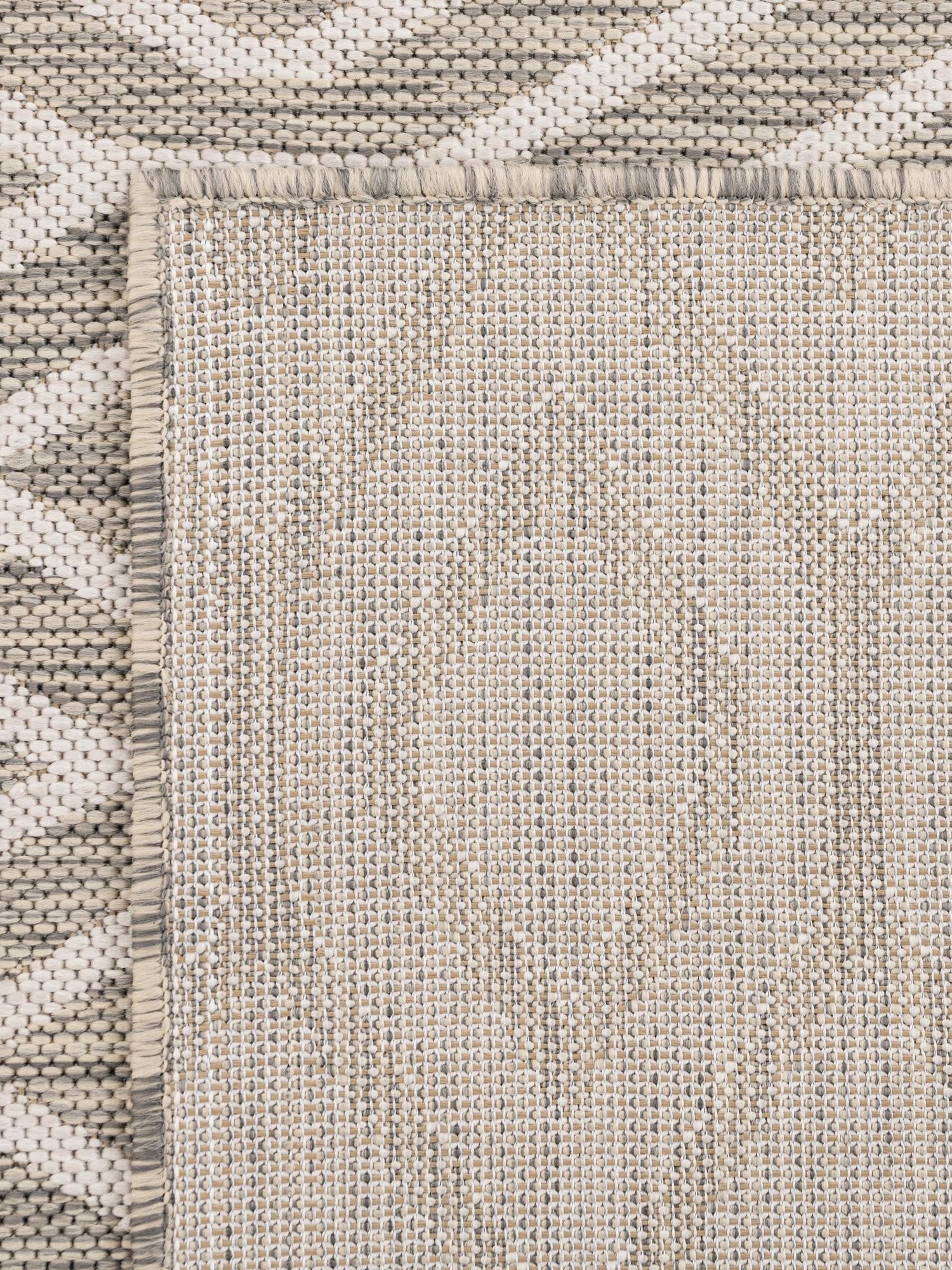 Gray Cream 2' x 8' Jill Zarin Outdoor Runner Area Rug Weather Resistant for Patio, Deck, Terrace, Balcony, Porch Durable 100% Polypropylene Carpet for Outside for Sale at Rug Engine