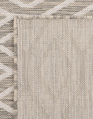 Gray Cream 2' x 8' Jill Zarin Outdoor Runner Area Rug Weather Resistant for Patio, Deck, Terrace, Balcony, Porch Durable 100% Polypropylene Carpet for Outside for Sale at Rug Engine