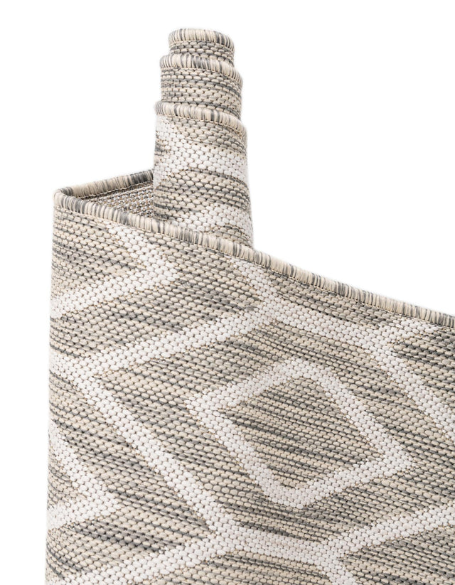 Gray Cream 2' x 8' Jill Zarin Outdoor Runner Area Rug Weather Resistant for Patio, Deck, Terrace, Balcony, Porch Durable 100% Polypropylene Carpet for Outside for Sale at Rug Engine