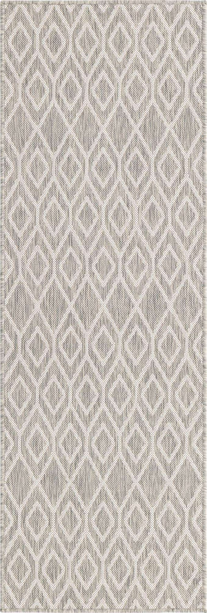 Gray Cream 2' x 6' 1 Jill Zarin Outdoor Runner Area Rug Weather Resistant for Patio, Deck, Terrace, Balcony, Porch Durable 100% Polypropylene Carpet for Outside for Sale at Rug Engine