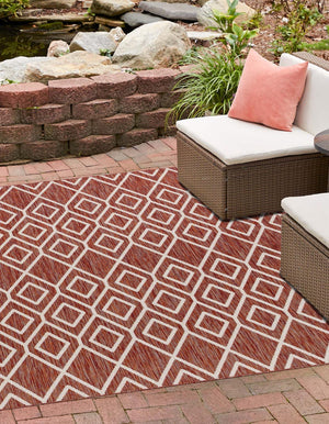Rust Red 7' 10 x 7' 10 Jill Zarin Outdoor Square Area Rug Weather Resistant for Patio, Deck, Terrace, Balcony, Porch Durable 100% Polypropylene Carpet for Outside for Sale at Rug Engine