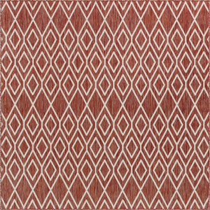 Rust Red 7' 10 x 7' 10 Jill Zarin Outdoor Square Area Rug Weather Resistant for Patio, Deck, Terrace, Balcony, Porch Durable 100% Polypropylene Carpet for Outside for Sale at Rug Engine