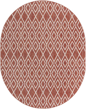 Rust Red 7' 10 x 10' Jill Zarin Outdoor Oval Area Rug Weather Resistant for Patio, Deck, Terrace, Balcony, Porch Durable 100% Polypropylene Carpet for Outside for Sale at Rug Engine