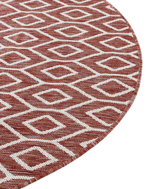Rust Red 6' 7 x 6' 7 Jill Zarin Outdoor Round Area Rug Weather Resistant for Patio, Deck, Terrace, Balcony, Porch Durable 100% Polypropylene Carpet for Outside for Sale at Rug Engine