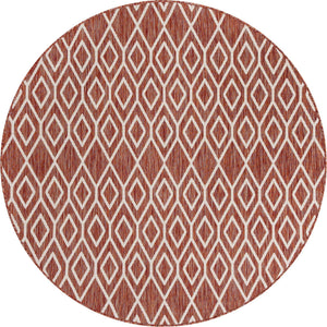 Rust Red 6' 7 x 6' 7 Jill Zarin Outdoor Round Area Rug Weather Resistant for Patio, Deck, Terrace, Balcony, Porch Durable 100% Polypropylene Carpet for Outside for Sale at Rug Engine