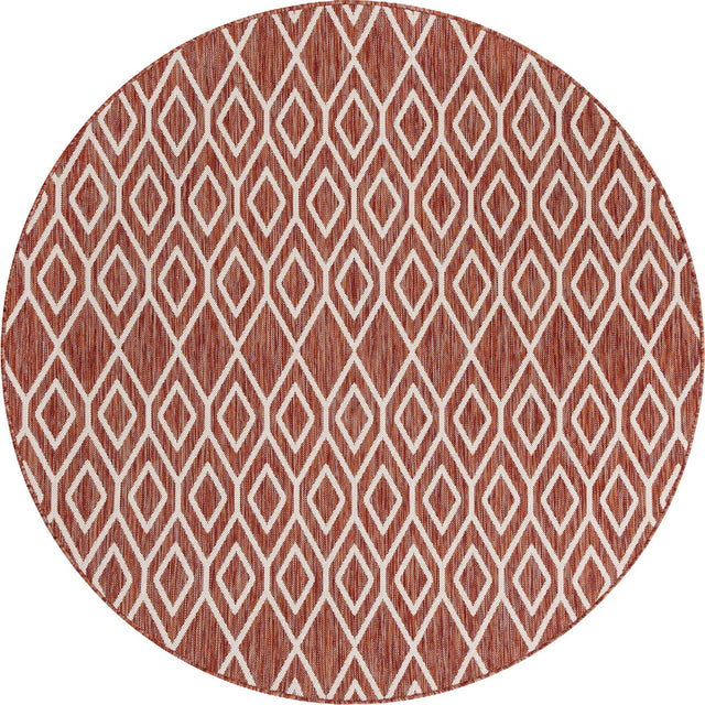 Rust Red 6' 7 x 6' 7 Jill Zarin Outdoor Round Area Rug Weather Resistant for Patio, Deck, Terrace, Balcony, Porch Durable 100% Polypropylene Carpet for Outside for Sale at Rug Engine
