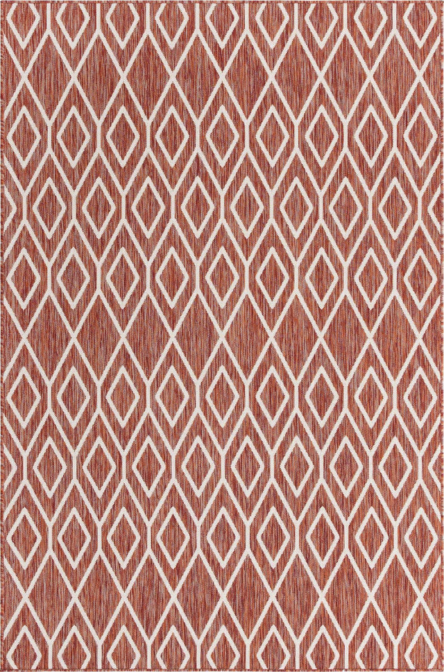 Rust Red 6' 1 x 9' Jill Zarin Outdoor Rectangle Area Rug Weather Resistant for Patio, Deck, Terrace, Balcony, Porch Durable 100% Polypropylene Carpet for Outside for Sale at Rug Engine